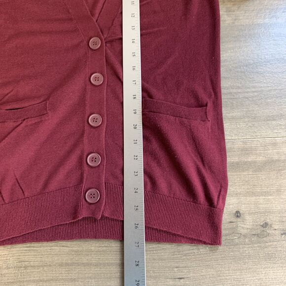 Nollie Oxblood Womens Cardigan Sweater Size Small Pockets Red Studded Stretch - Picture 11 of 13